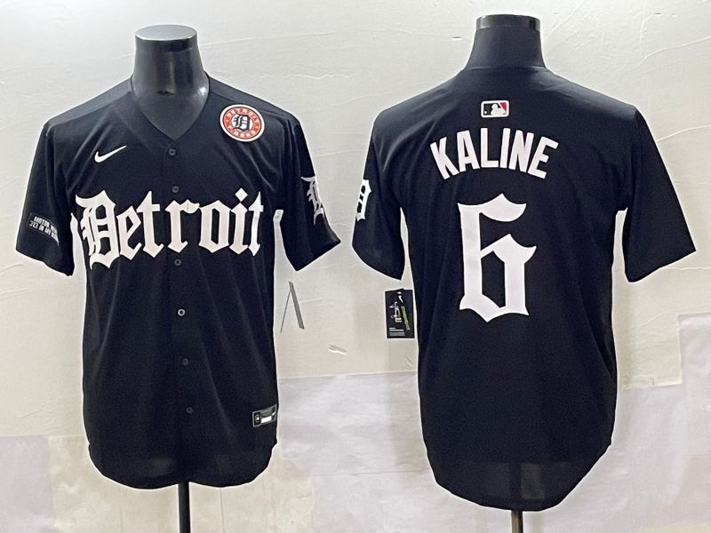 Men 2025 Detroit Tigers #6 Kaline Black Five generations Joint Name Nike MLB Jersey style 22